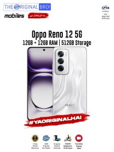 Oppo Reno 12 5G - 12GB RAM - 512GB Storage - PTA Approved - 12 Months Warranty - Silver - The Original Bro Mobiles - TOB42